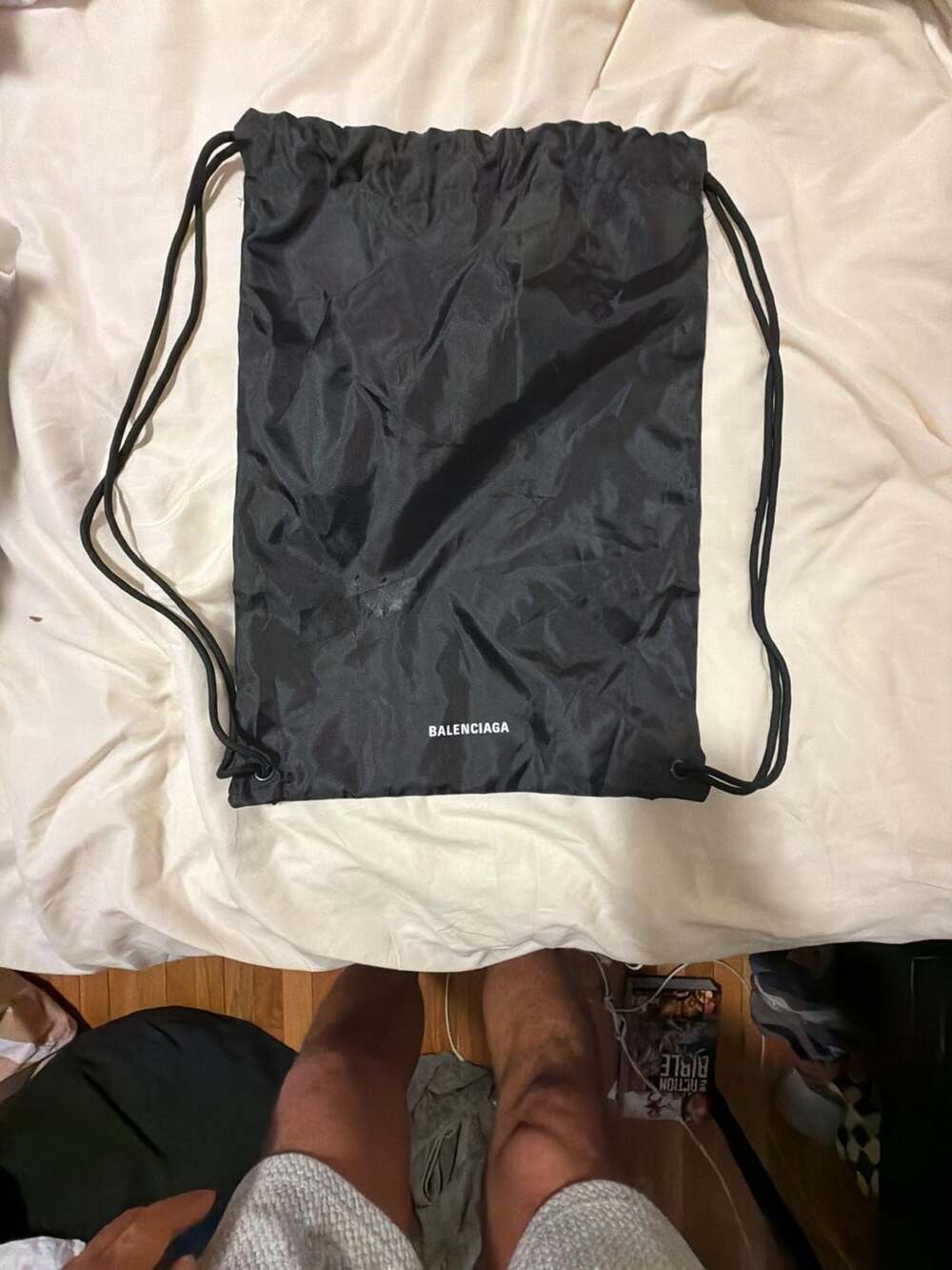 Balenciaga Black Nylon Drawstring Dust Bag